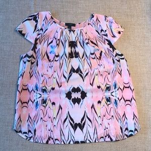 J. Crew cap sleeve marble pink print top size 8